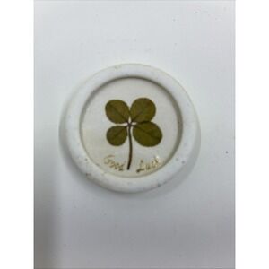 Vintage genuine good luck four leaf clover refrigerator magnet decorative